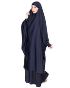 Gleaming Khimar and Skirt Jilbab Set Blue