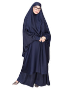 Gleaming Khimar and Skirt Jilbab Set Blue