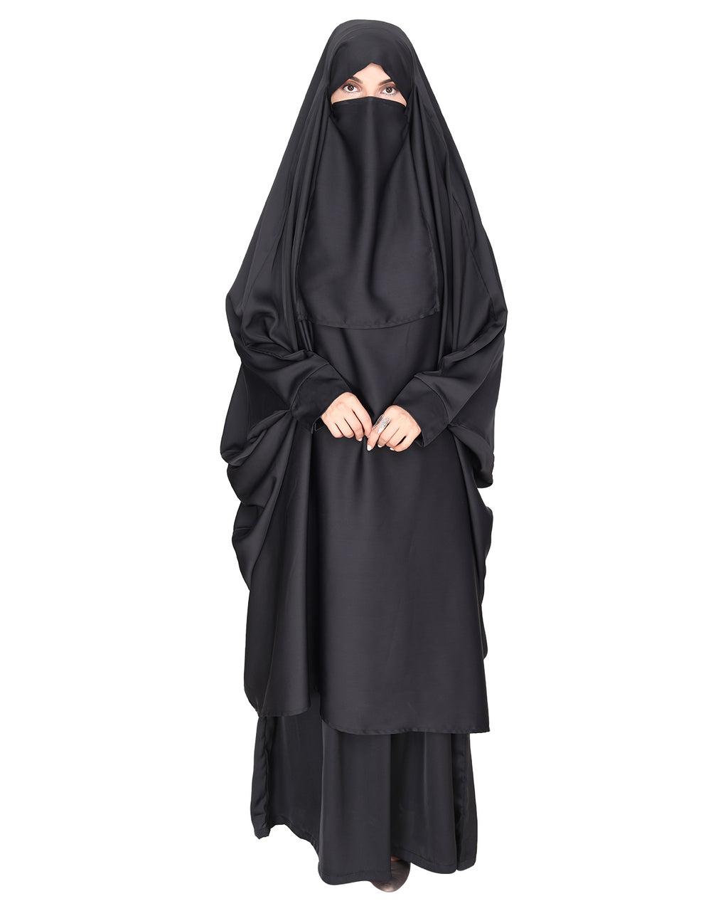 Gleaming Khimar and Skirt Jilbab Set Grey