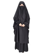 Gleaming Khimar and Skirt Jilbab Set Grey