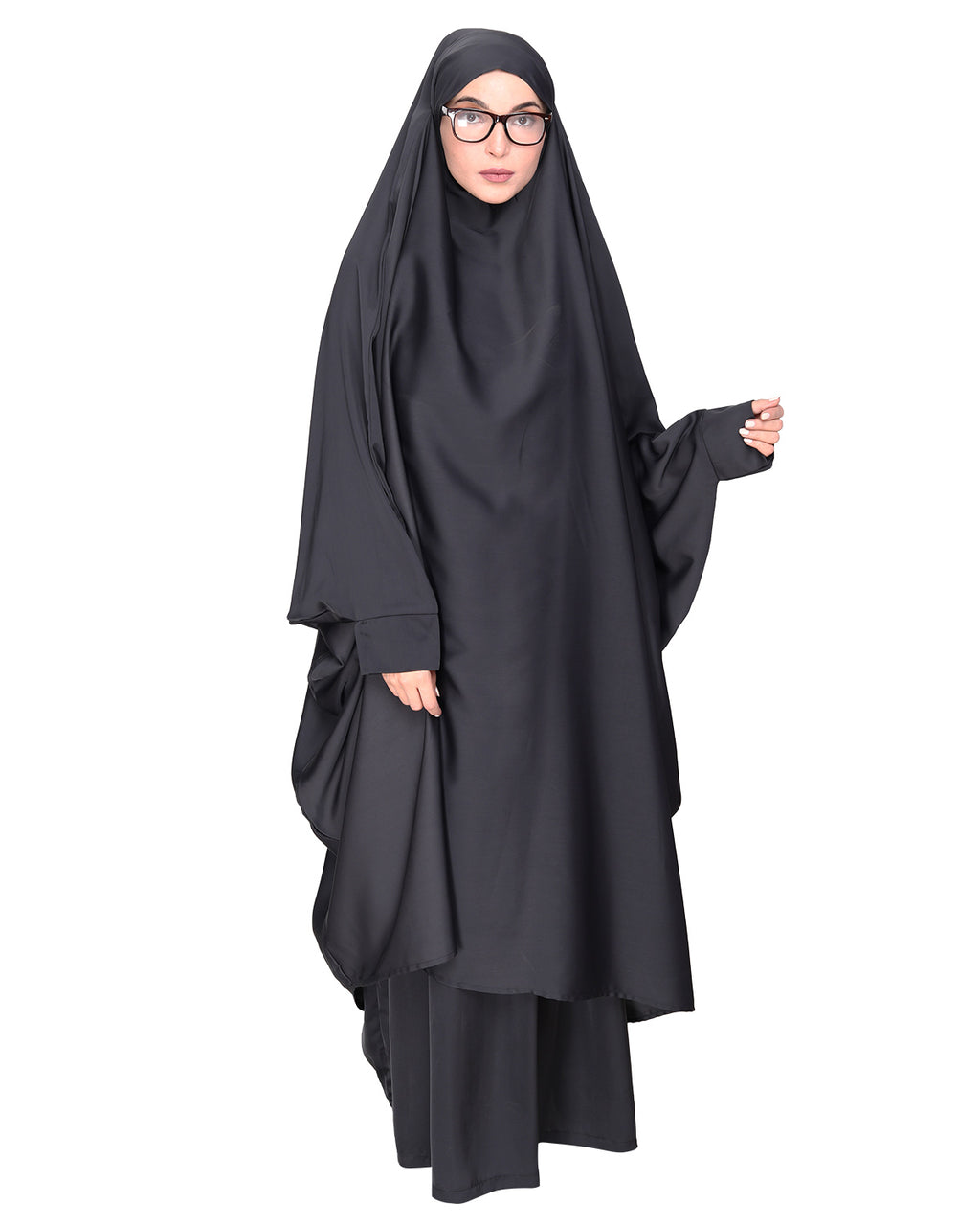 Gleaming Khimar and Skirt Jilbab Set Grey