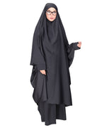 Gleaming Khimar and Skirt Jilbab Set Grey