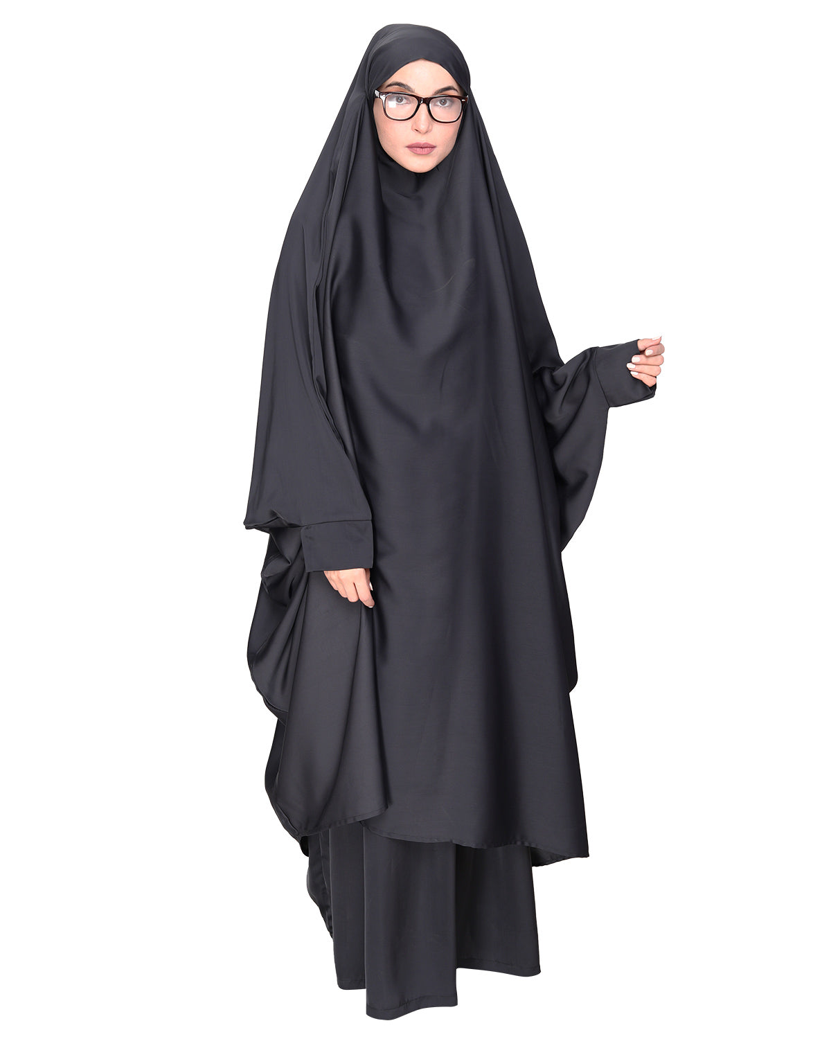 Gleaming Khimar and Skirt Jilbab Set Grey