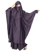 Gleaming Khimar and Skirt Jilbab Set Imperial Purple