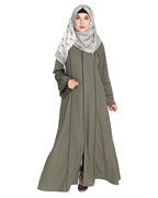 Snazzy Abaya with Sage Green Piping Design Maroon