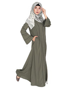 Snazzy Abaya with Sage Green Piping Design Maroon
