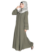 Snazzy Abaya with Sage Green Piping Design Dead Mint