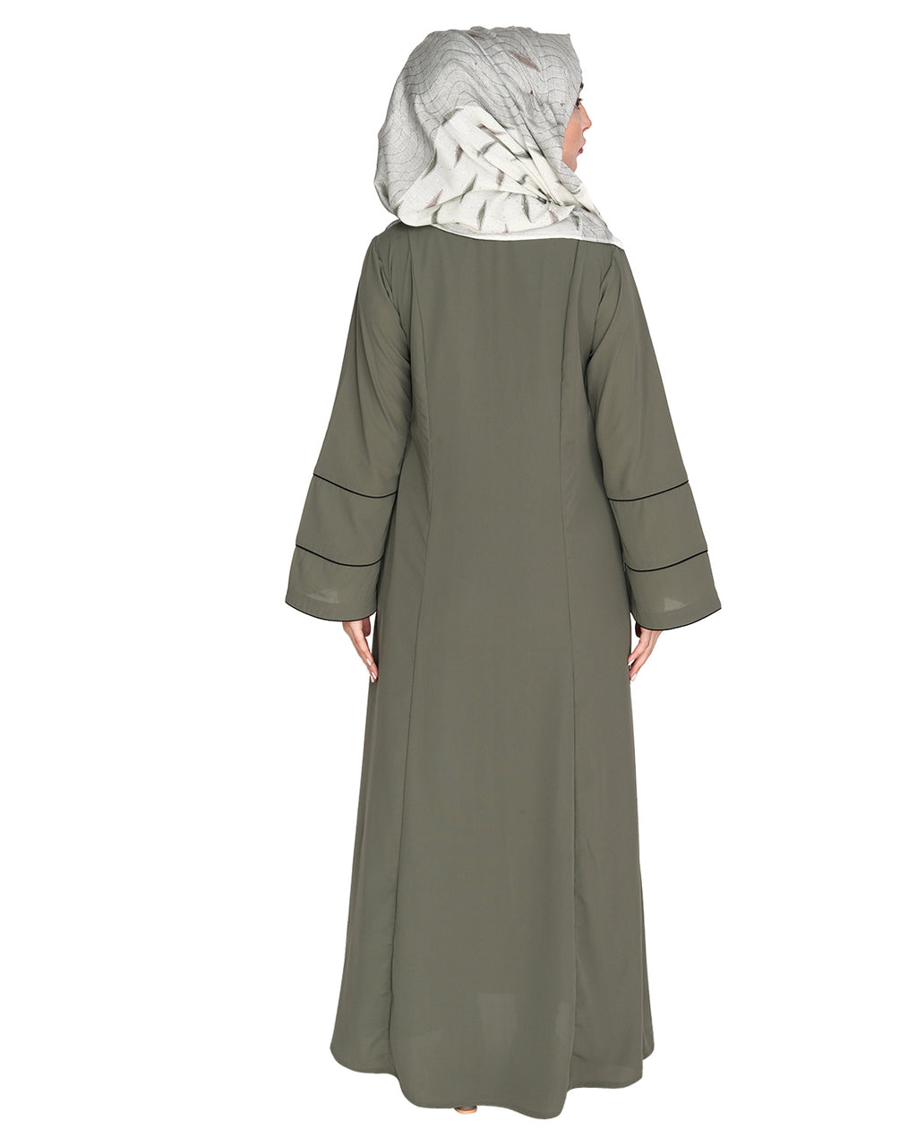 Snazzy Abaya with Sage Green Piping Design Dead Mint