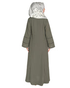 Snazzy Abaya with Sage Green Piping Design Dead Mint