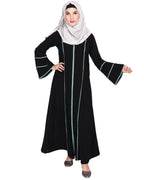 Snazzy Abaya with Sage Green Piping Design Dead Mint