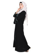 Snazzy Abaya with Sage Green Piping Design Black