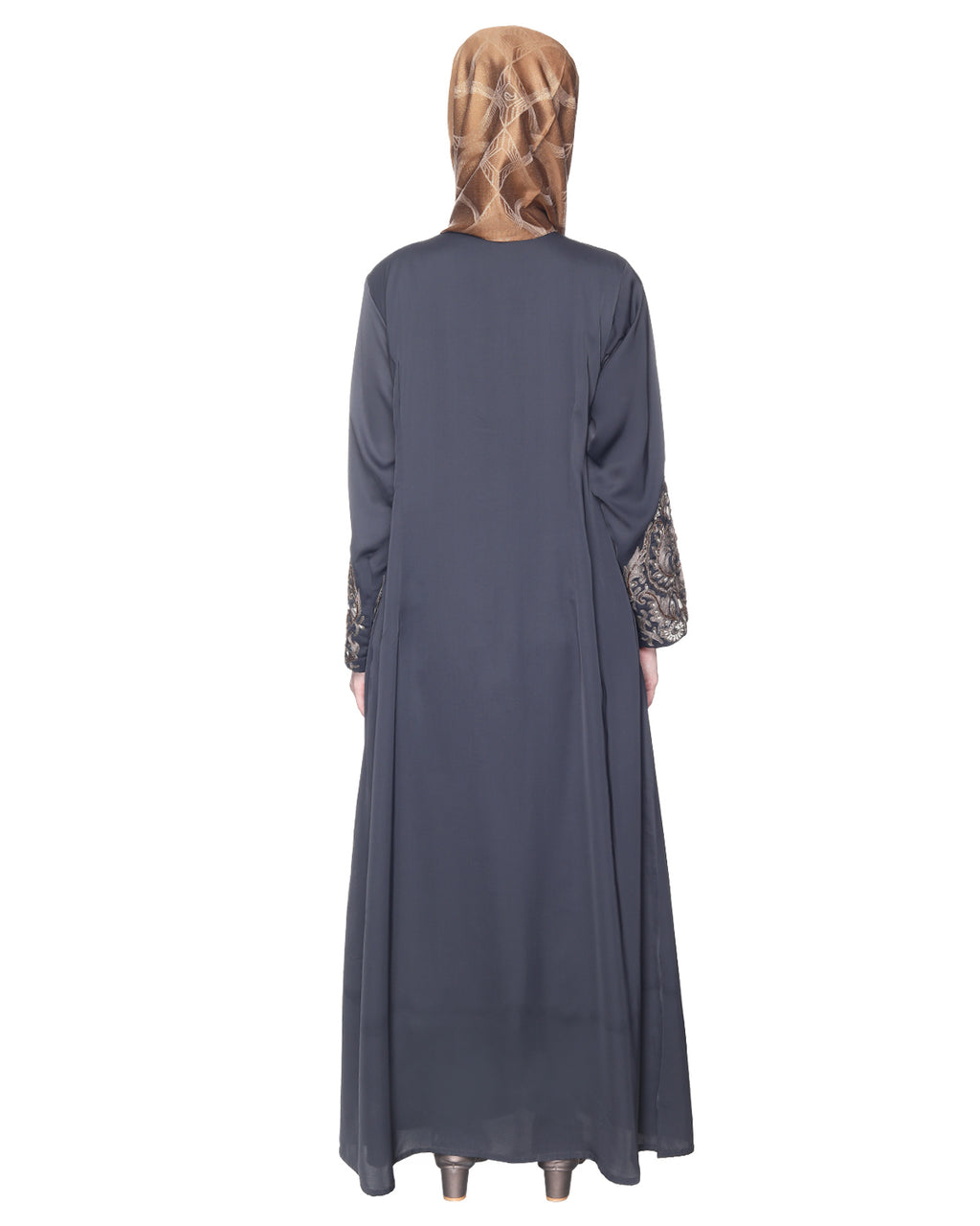 Opulent Hand Embroidered Luxury Abaya Dark Grey