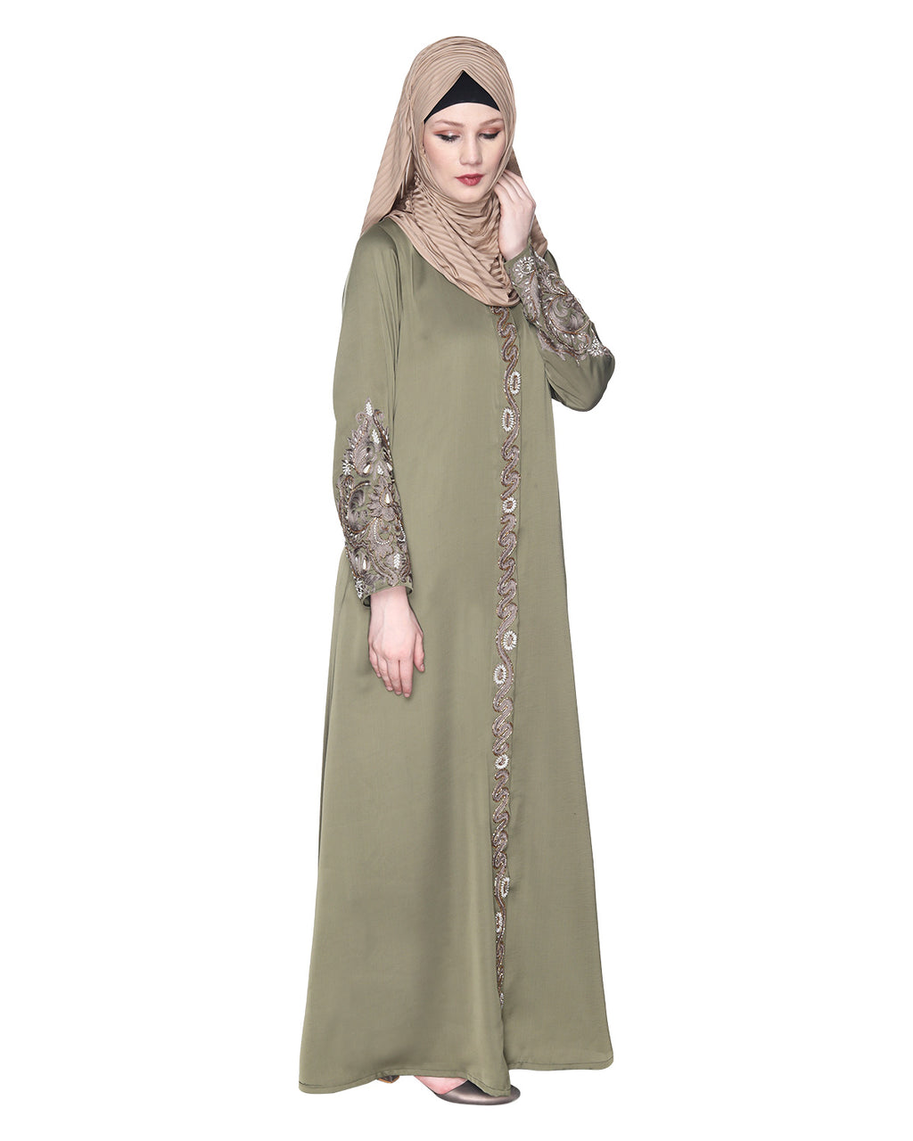 Opulent Hand Embroidered Luxury Abaya Dead Mint