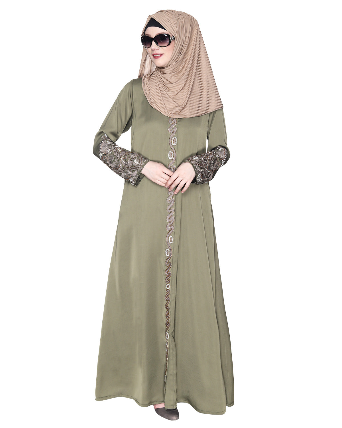 Opulent Hand Embroidered Luxury Abaya Dead Mint