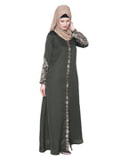Opulent Hand Embroidered Luxury Abaya Olive
