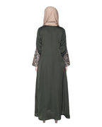 Opulent Hand Embroidered Luxury Abaya Olive