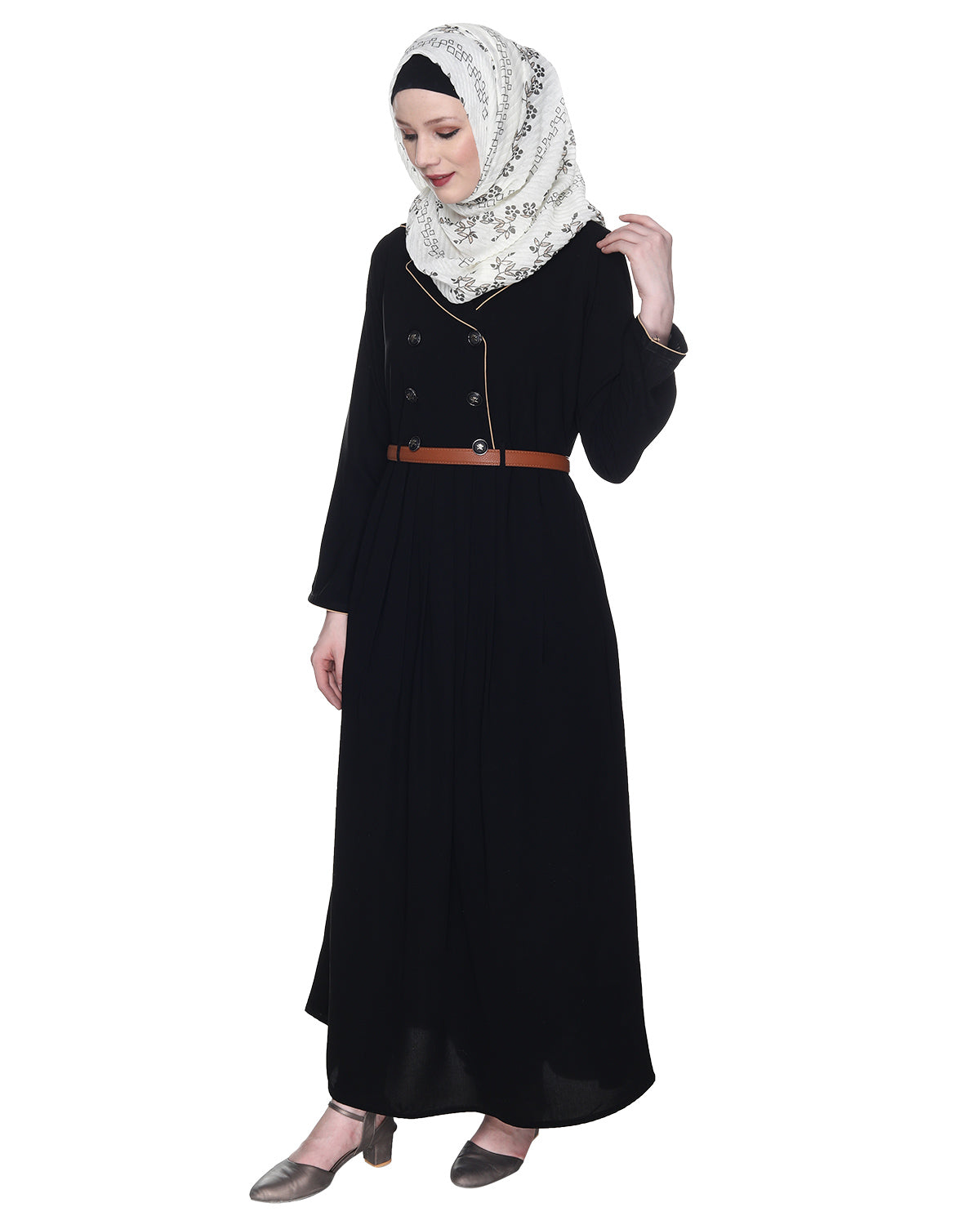 Black Coat Style Abaya Black