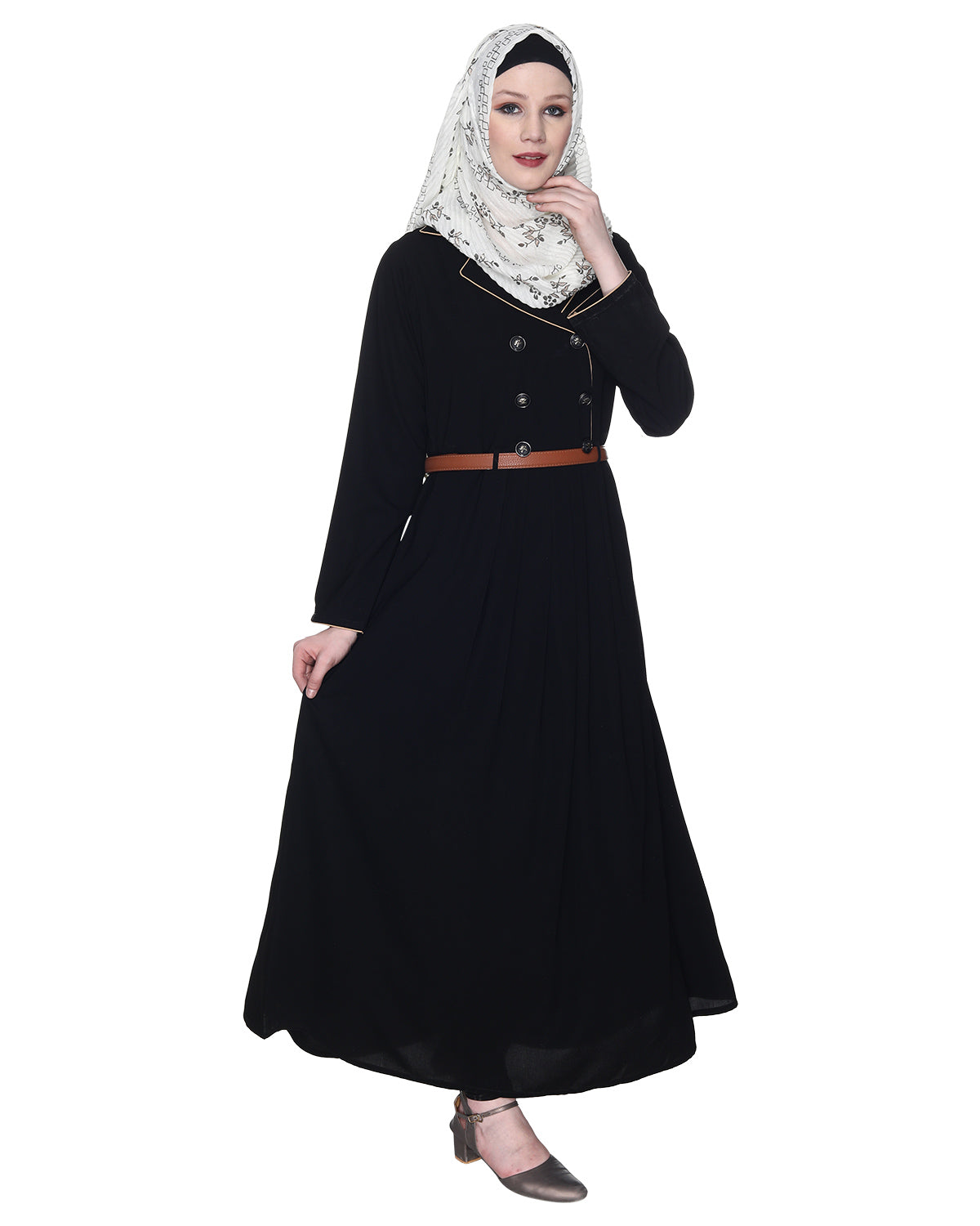 Black Coat Style Abaya Black