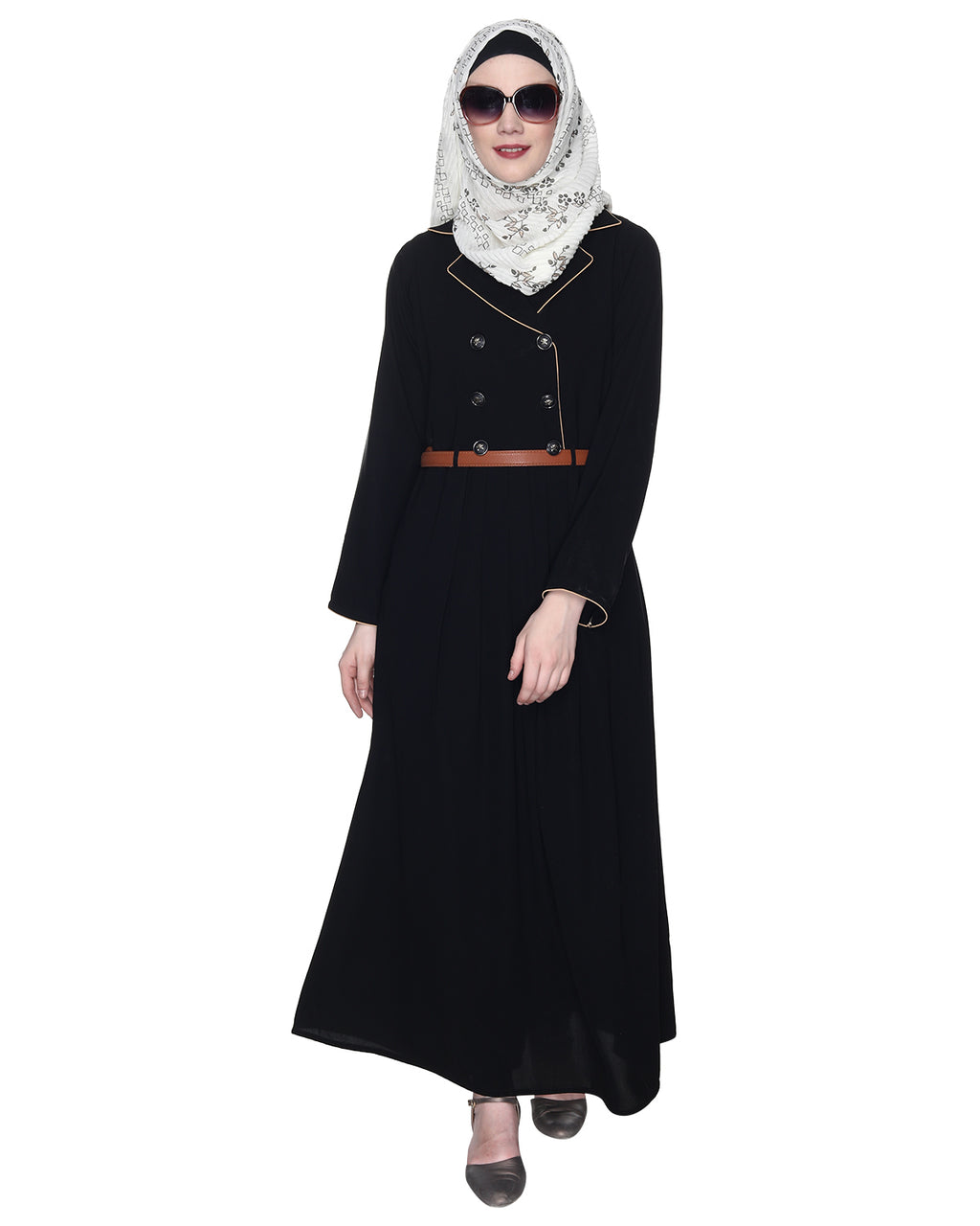 Black Coat Style Abaya Black