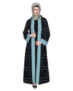 Designer Shrug Style Closed Abaya Black & Sea Green