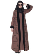 Designer Shrug Style Closed Abaya Brown & Black