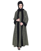 Designer Shrug Style Closed Abaya Dead Mint & Black