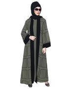 Designer Shrug Style Closed Abaya Dead Mint & Black