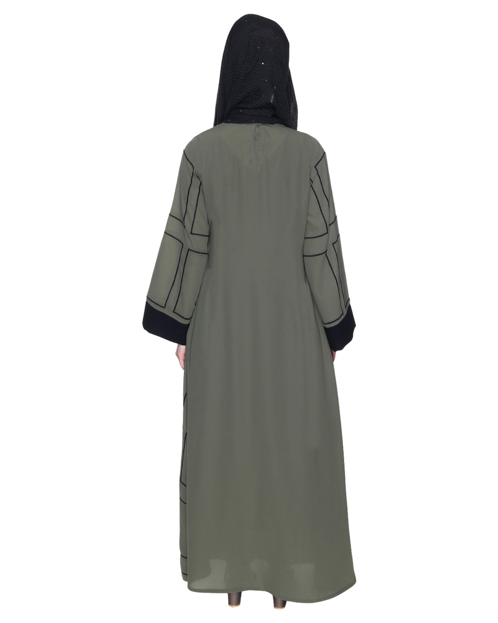 Designer Shrug Style Closed Abaya Dead Mint & Black