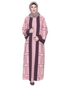 Designer Shrug Style Closed Abaya Pink & Brown