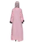 Designer Shrug Style Closed Abaya Pink & Brown