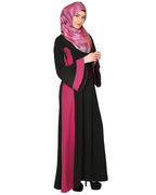 Black And Magenta Stylish Abaya Black