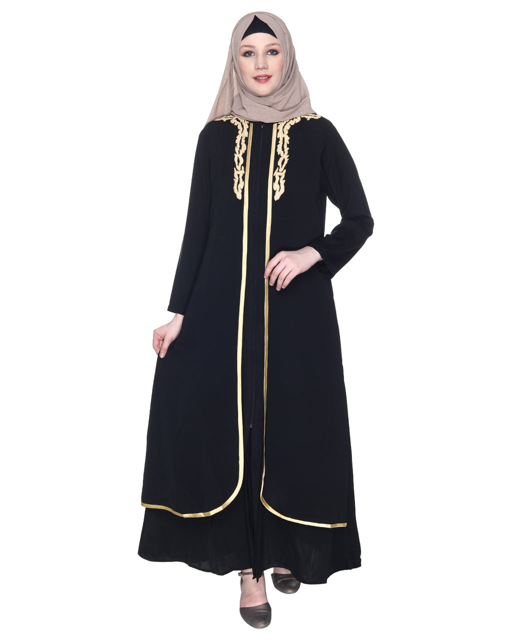 Regal Abaya With Gold Embroidery