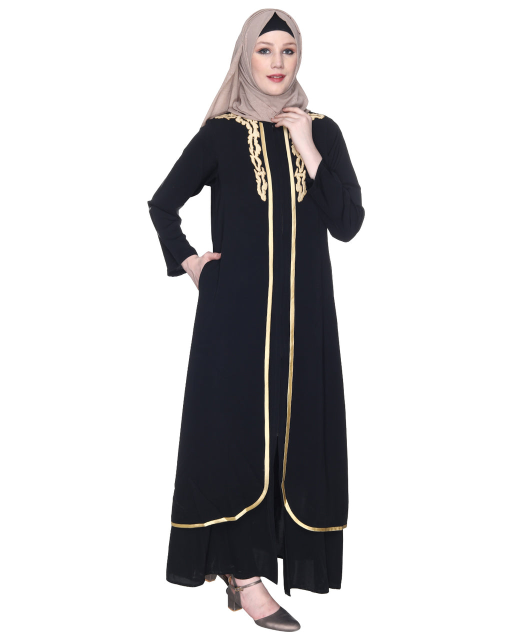Regal Abaya With Gold Embroidery