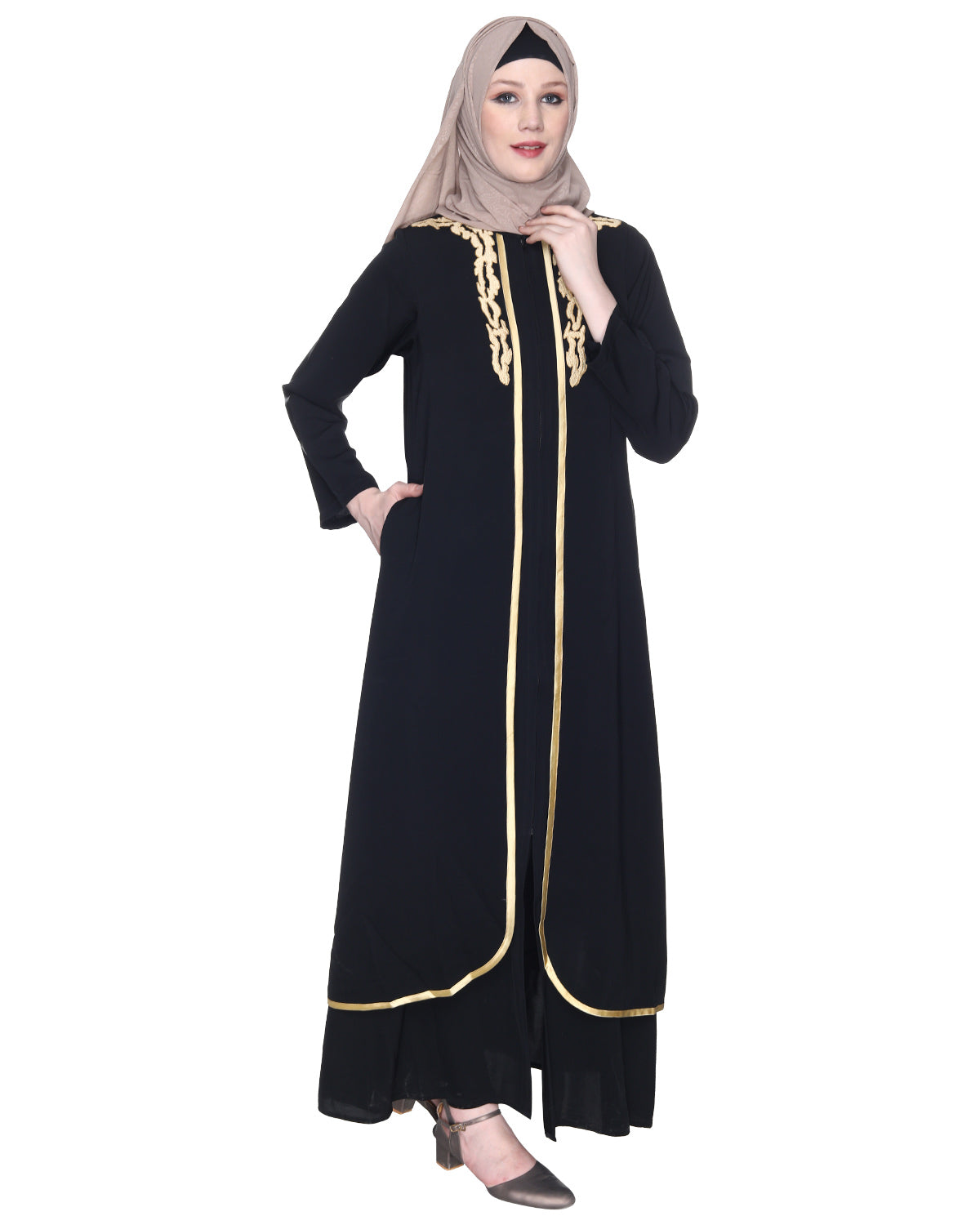 Regal Abaya With Gold Embroidery