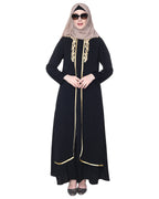 Regal Abaya With Gold Embroidery Black