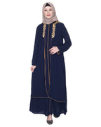 Regal Abaya With Gold Embroidery Black