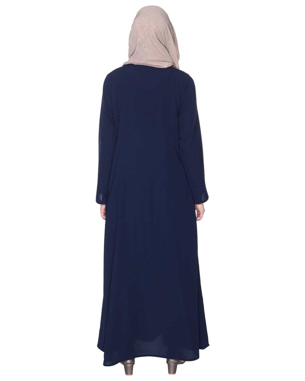 Regal Abaya With Gold Embroidery Navy