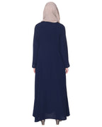 Regal Abaya With Gold Embroidery Navy