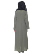 Stylish Coat Style Abaya With White Piping Dead Mint