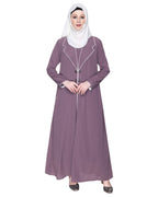 Stylish Coat Style Abaya With White Piping