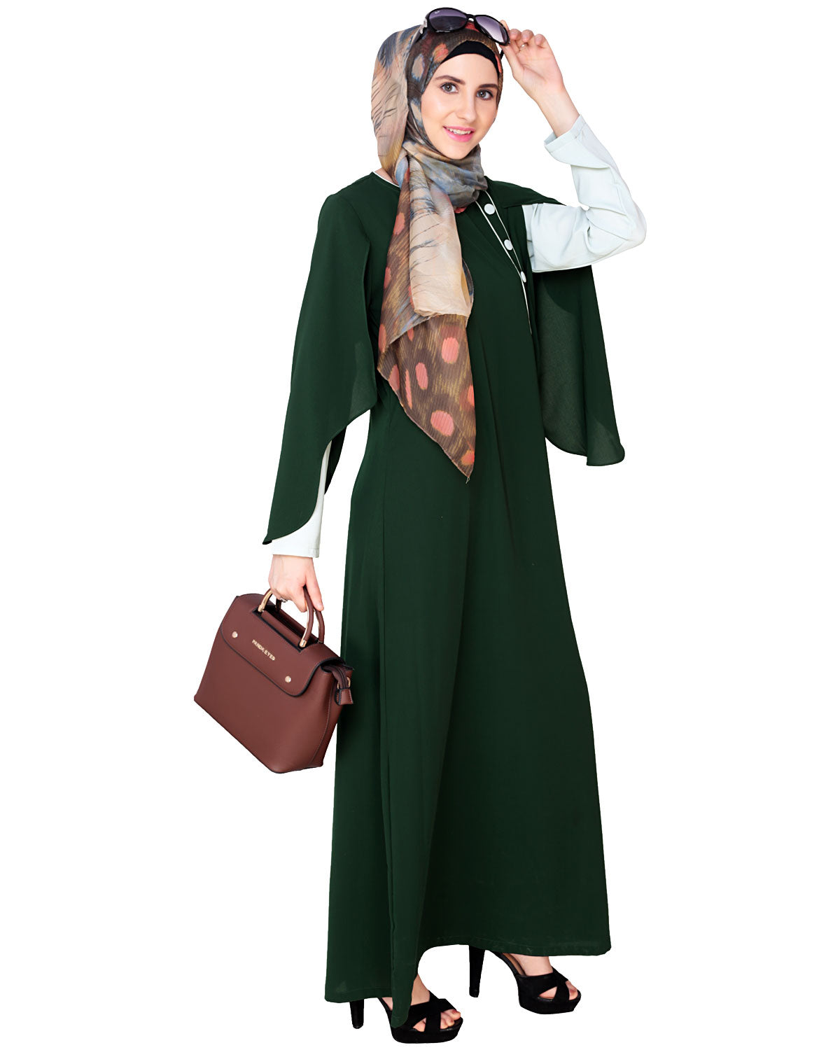 Tulip Sleeved Side Open Abaya Brown