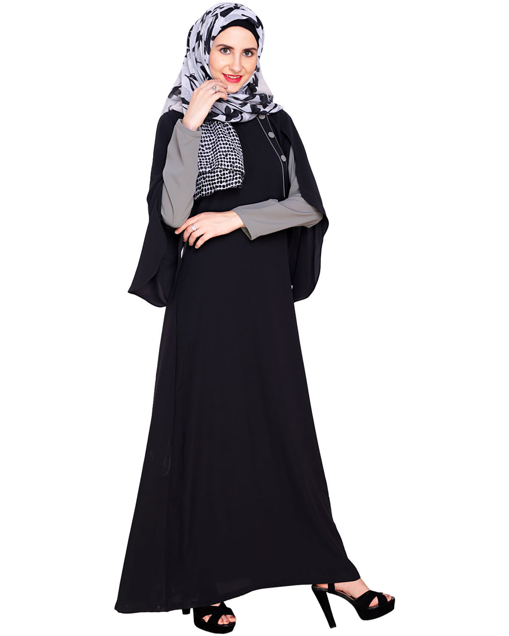 Tulip Sleeved Side Open Abaya Navy