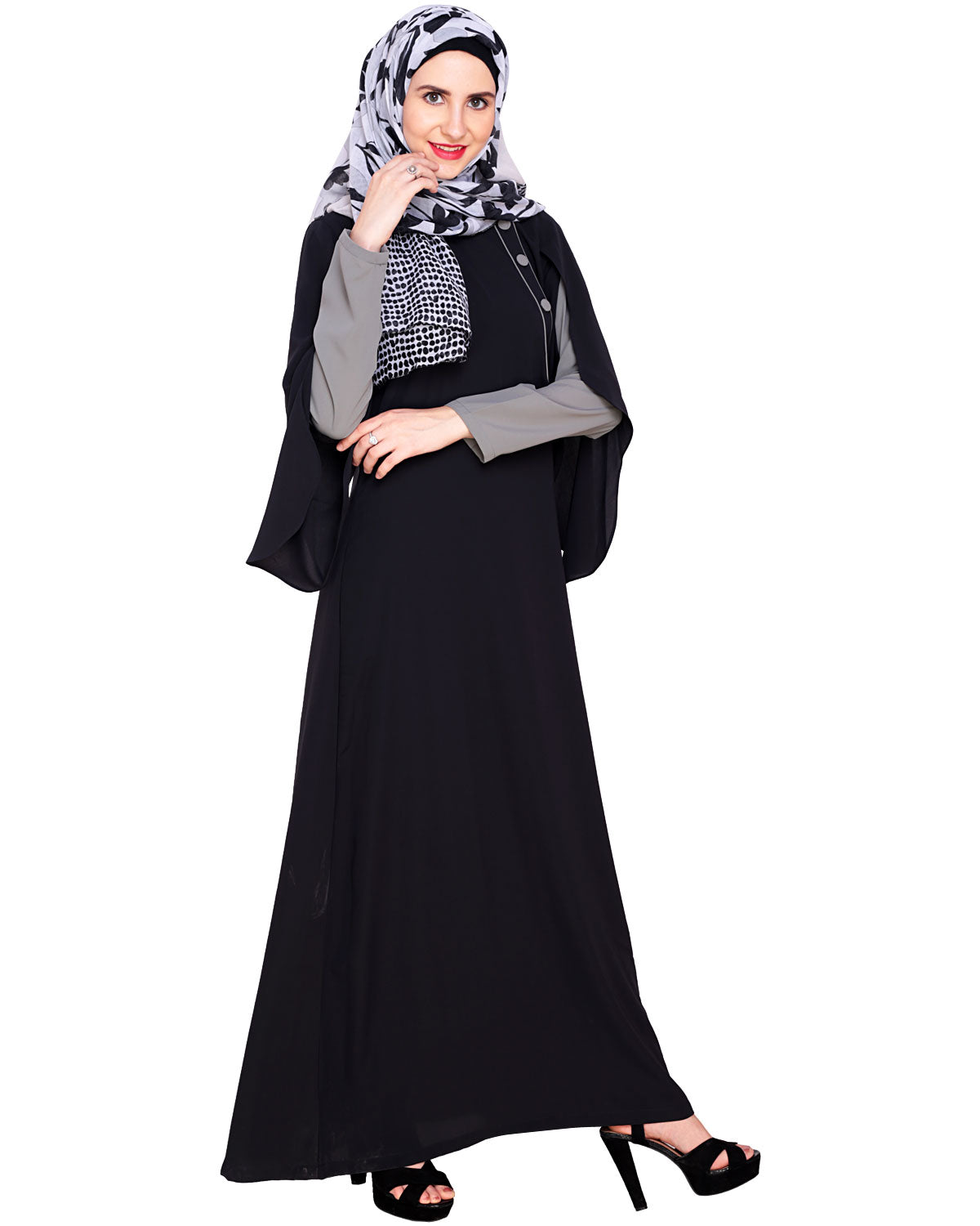 Tulip Sleeved Side Open Abaya Navy