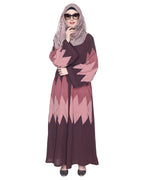 Zig Zag Style Imperial Purple Abaya With Shaded Embroidered Panels Purple