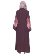 Zig Zag Style Imperial Purple Abaya With Shaded Embroidered Panels Purple