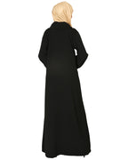 Cowl Neck And Elegant Crystal Hand Embroidered Abaya Black