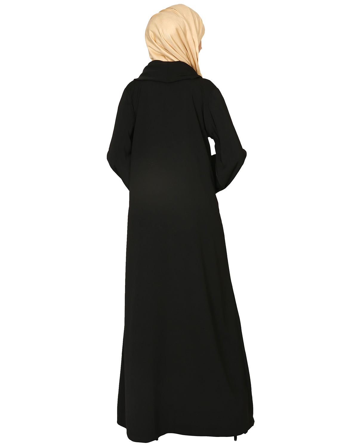 Cowl Neck And Elegant Crystal Hand Embroidered Abaya Black