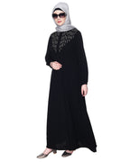 Abaya With Flashy Metallic Beads Embroidery Black