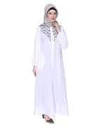 Abaya With Flashy Metallic Beads Embroidery White