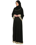 Classic Black Abaya With Gold Trimmings Black
